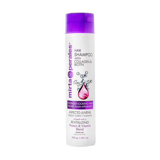 Mirta De Perales Strengthening Shampoo for Fine, Thinning Hair | Collagen & Biotin + Wheat Protein & Botanical Extracts | Adds Volume, Reduces