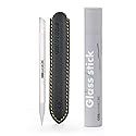 GERMANIKURE Clear Glass Cuticle Stick in Leather Sleeve - Ethically Made in Czech Republic - Cuticle Pusher & Remover, Callous & Dry Skin Fingertip