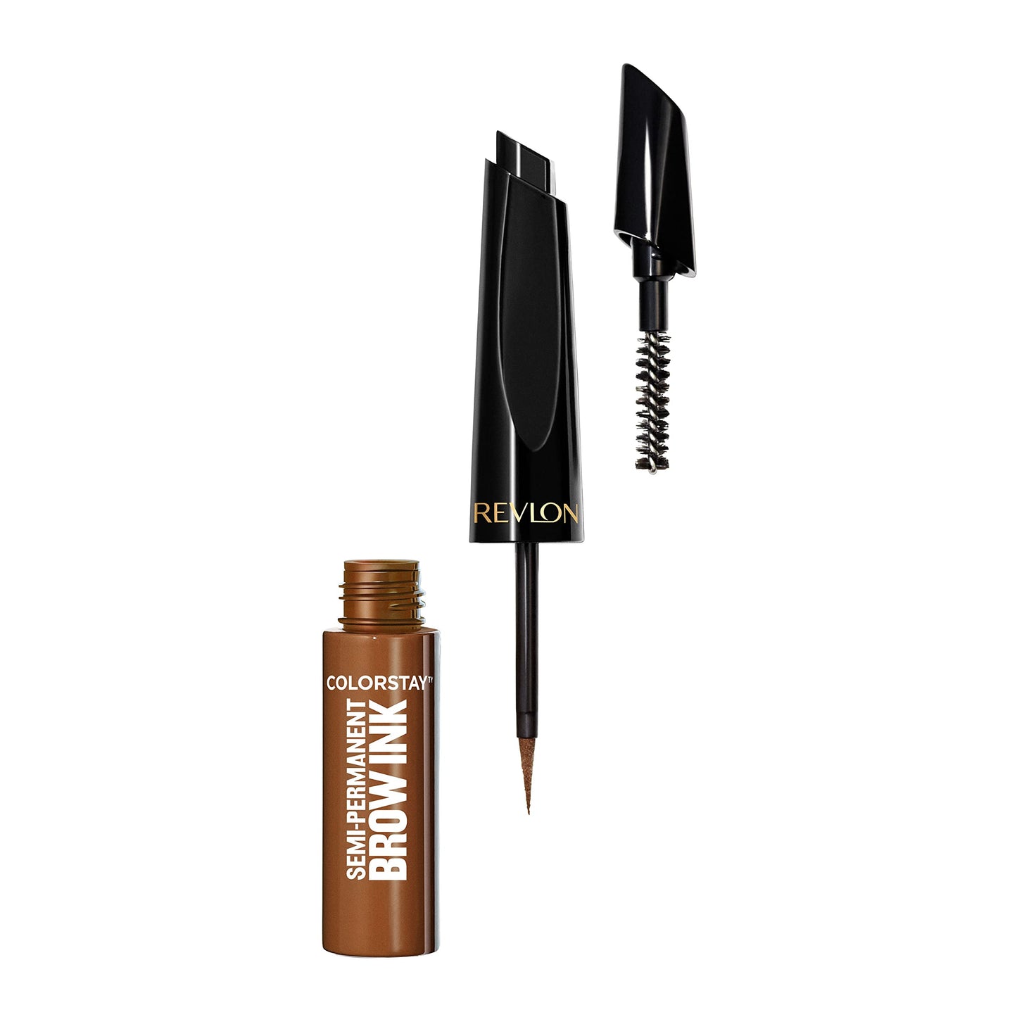 Revlon ColorStay 5-in-1 Semi-Permanent Brow Ink with Spoolie Brush, Waterproof, Transfer-Proof, Eyebrow Makeup, Easy to Remove, 351 Warm Brown Ink