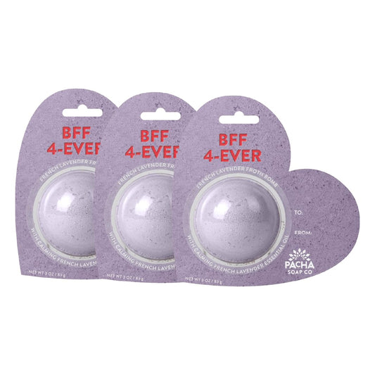 PACHA SOAP Co. Bath Bomb Cards, BFF 4-Ever, 3-Pack - Scents of French Lavender, Hearts, Nourishing, Moisturizing, Naturally Derived & Handcrafted…
