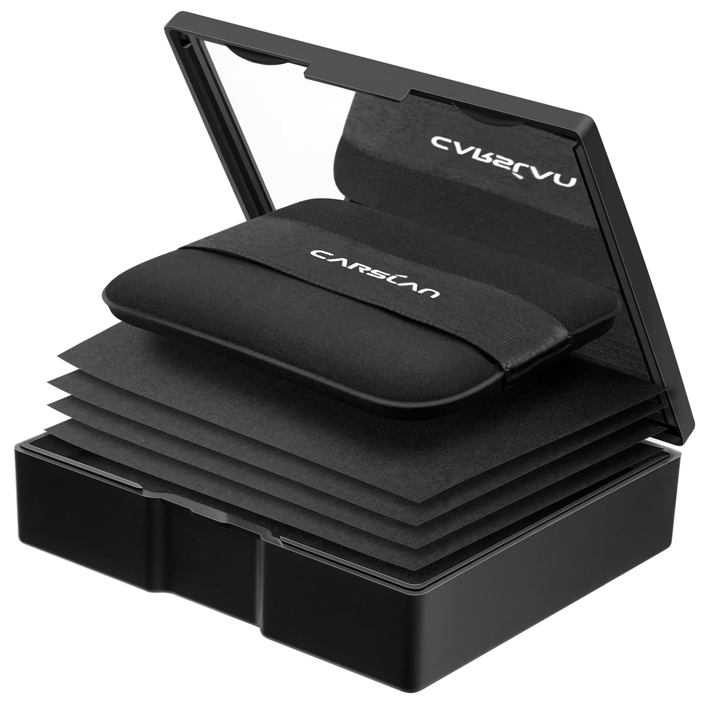 CARSLAN Makeup Blotting Paper with Powder, Black Magnet Blotting Sheet for Oily & Combination Skin, Portable Compact with Puff & Mirror, Keeps Makeup Beauty and Personal Care CARSLAN Default Title