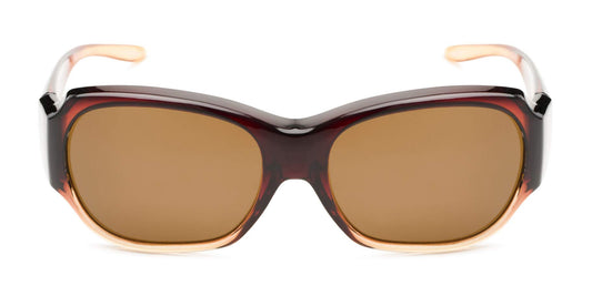 Solar Shield Polarized Fits over Santa Monica Rectangular Sunglasses CRML AMB Size M/L, FREE Microfabric Case included