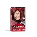 Revlon Colorsilk Beautiful Color, Permanent Hair Dye with Keratin, 100% Gray Coverage, Ammonia Free, 49 Auburn Brown