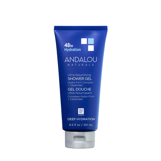 Andalou Naturals Body Wash, Deep Hydration Shower Gel, Ultra-Nourishing Skin Care for Dry Skin with Hyaluronic Acid & Ceramides, Gentle Exfoliating