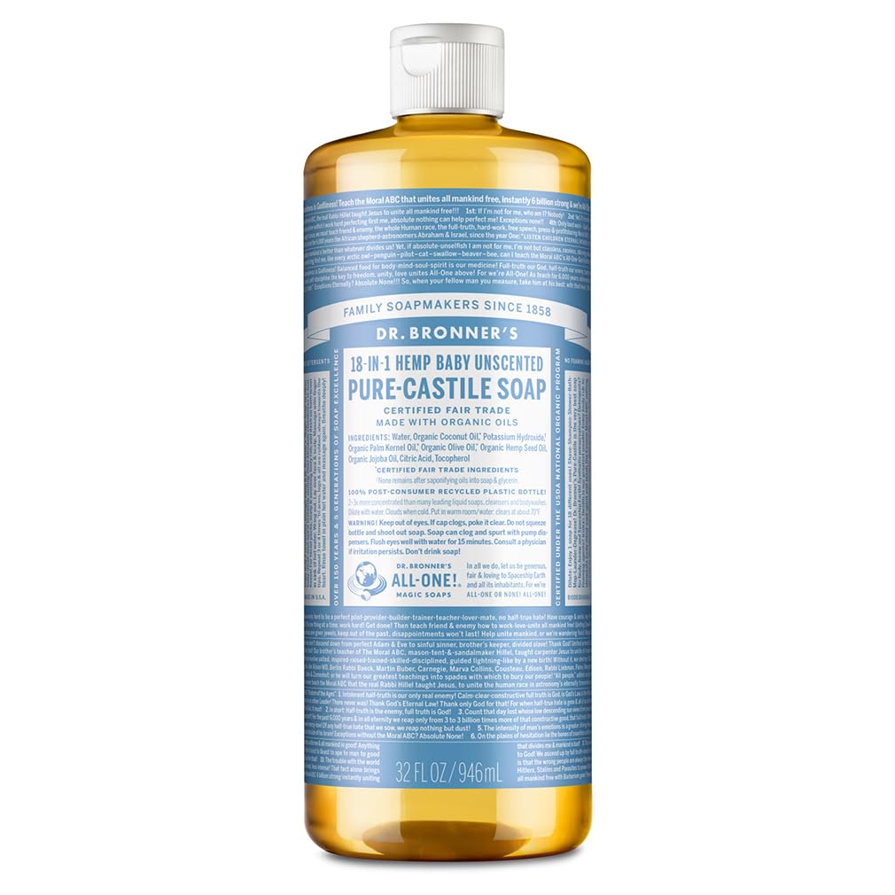 Dr. Bronner's Magic Soaps Pure-Castile Soap, Unscented Baby Mild, 32 Fluid Ounce Beauty & Personal Care Dr. Bronner's