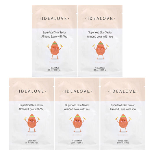 Idealove Superfood Skin Savior, Almond Love with You, 5 Beauty Sheet Masks, 0.68 fl oz (20 ml) Each Beauty & Personal Care Idealove