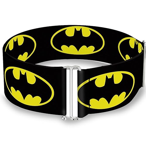 Buckle-Down Women's Cinch Belt Batman Shield Black Yellow 23 to 42 Inch, Multicolor