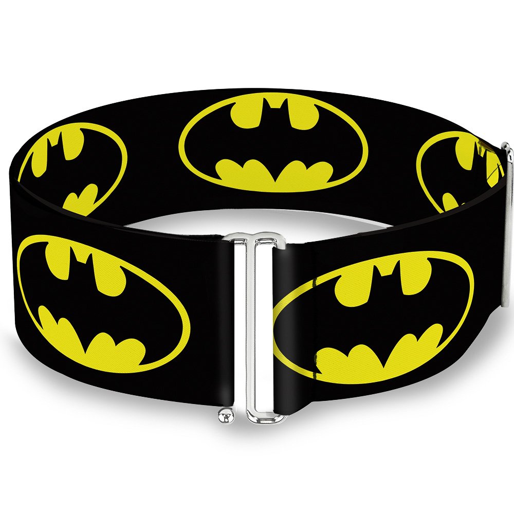 Buckle-Down Women's Cinch Belt Batman Shield Black Yellow 23 to 42 Inch, Multicolor