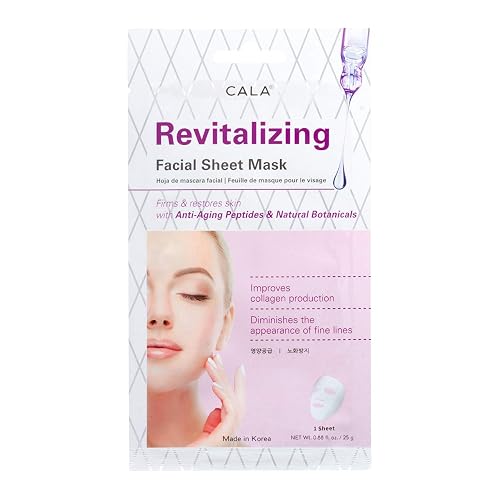 Cala Revitalizing Essence Face Masks with Collagen - 5 Count Moisturizing Sheet Masks for Radiant, Firm Skin