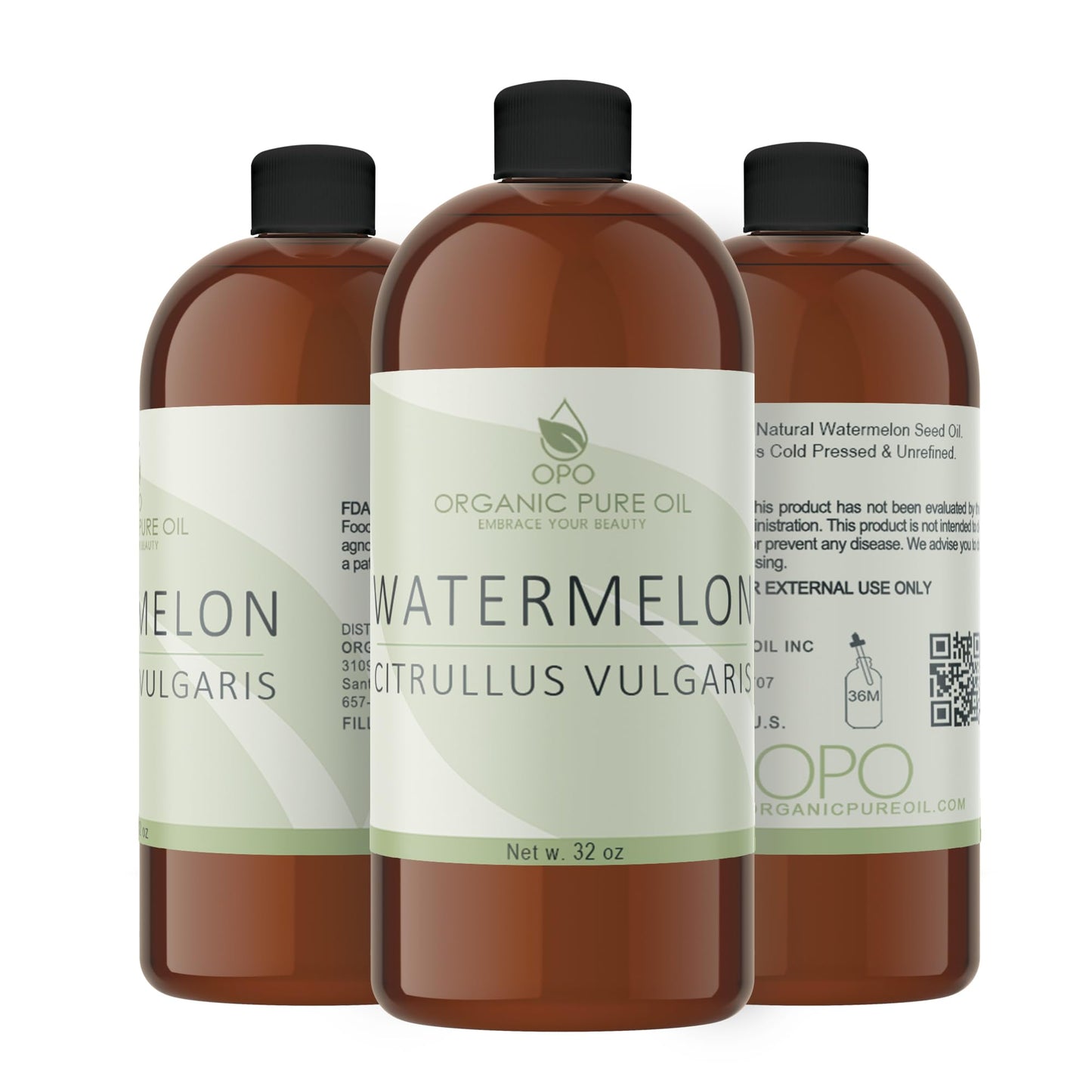 Watermelon Seed Oil - 32 oz - 100% Pure, Unrefined, All Natural, Non GMO, Bulk, Organically Sourced, Vegan, Carrier Oil for Face Scalp Hair Skin Nails