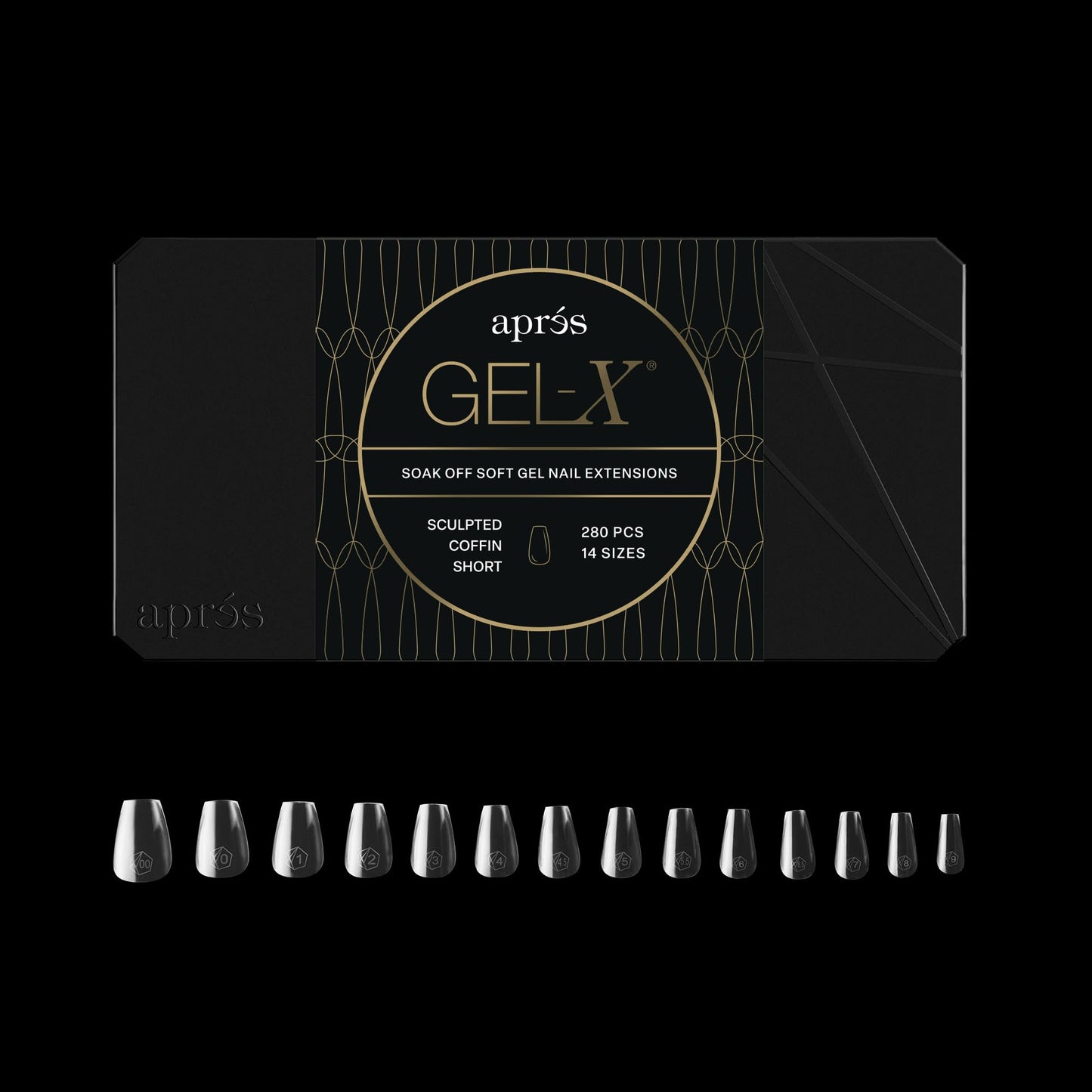 Apres Gel-X® Coffin Box of Nail Tips | 280 Gel-X Tips, Soft Tips, 14 Sizes 00-9 | Half-sizes Included (Sculpted Coffin Short, 280 Count) Beauty & Personal Care APRÉS