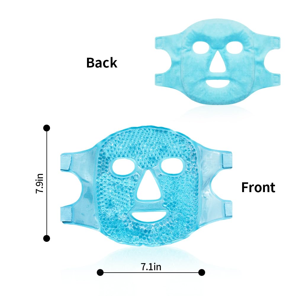 CONBELLA Cold Face Eye Masks Ice Face Mask Hot Cold Compress For Dark Circles, Puffiness, Migraines, Headache, Stress, Redness, Cooling Face Masks