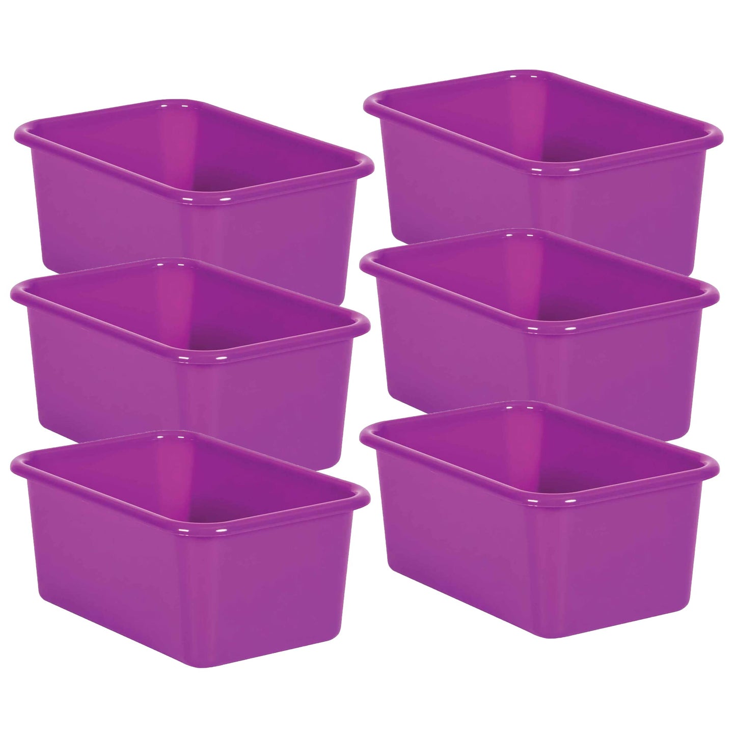 Teacher Created Resources� Purple Small Plastic Storage Bin, Pack of 6
