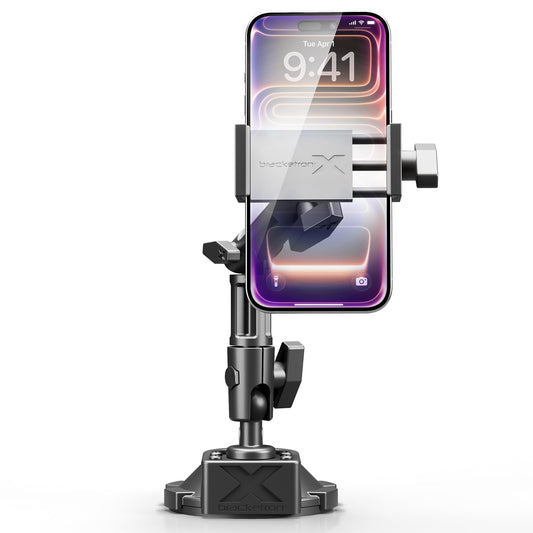 Bracketron HD Phone Dock PRO Dash and Window Metal Clamp Mount, Phone Holder for Car, Universal Phone Mount for Phones up to 3.5 Inches Wide