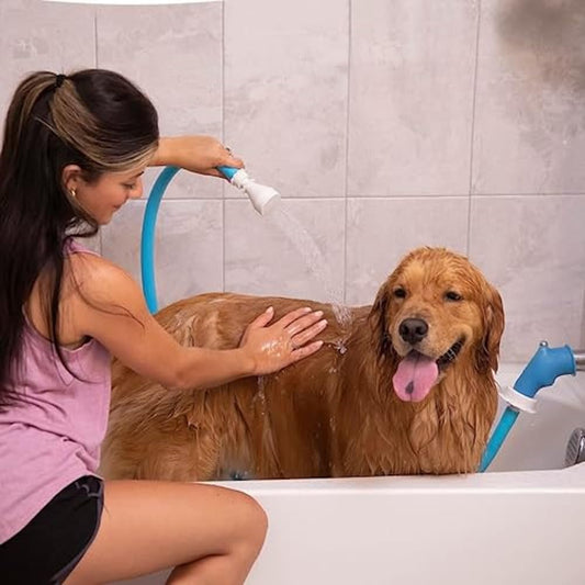 Rinseroo Slip-On Bathtub Faucet Sprayer Attachment – Ultra-Flex Dog Shower Adapter with Portable Pet Showerhead, 5-Foot Hose, No Installation, Fast & Easy Washing