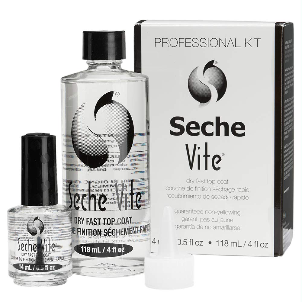Seche Vite Professional Refill Kit, High-Gloss Clear Top Coat for Natural Nails, Artificial Gels Fiberglass Acrylic Extensions, Quick-Dry Long-Lasting