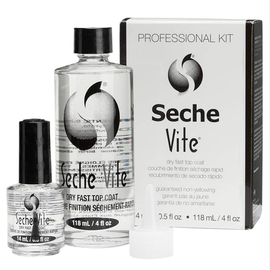 Seche Vite Professional Refill Kit, High-Gloss Clear Top Coat for Natural Nails, Artificial Gels Fiberglass Acrylic Extensions, Quick-Dry Long-Lasting