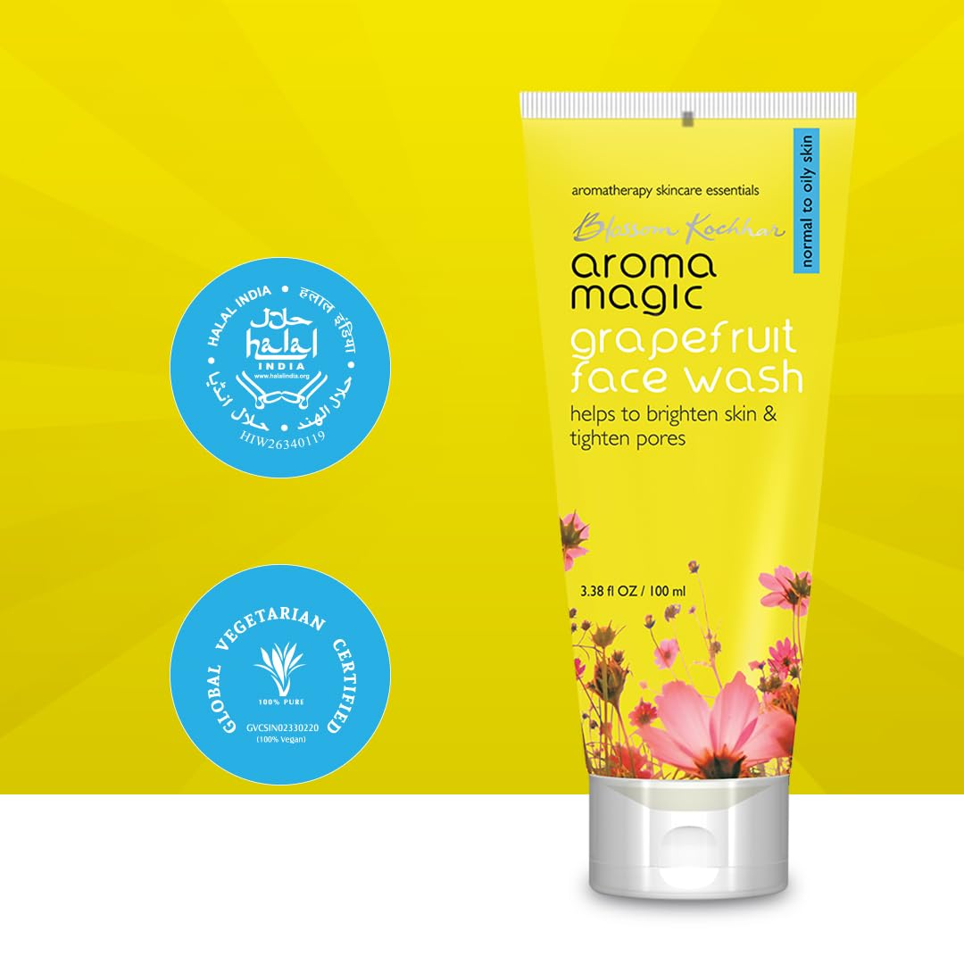 Aroma Magic Grapefruit Face Wash | Daily Cleanser for Normal to Oily Skin | Controls Oil, Tightens Pores, Revives & Refreshes Skin | Day & Night Use |