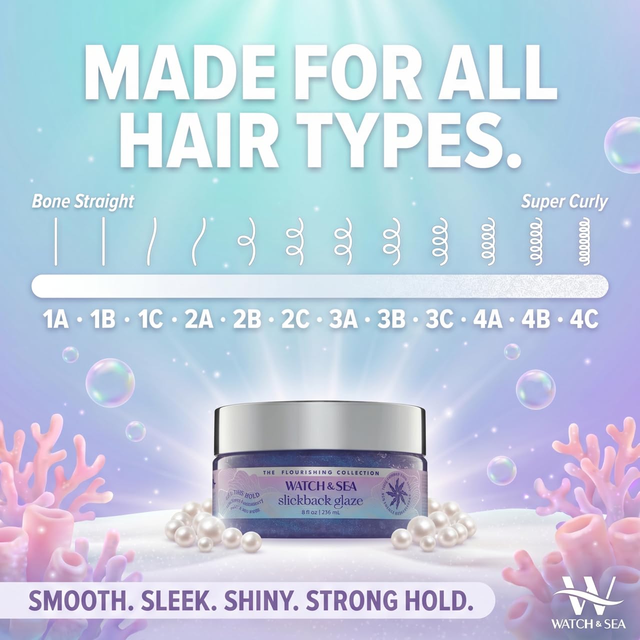 Watch & Sea “SEA THIS HOLD” Slickback Glaze - Slick Back Hair Gel & Edge Control with Seaweed and Sea Kelp - Strong Flexible Hold, Maximum Shine