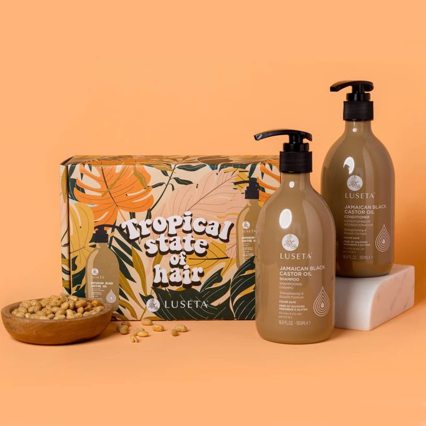 Luseta Castor Oil Shampoo and Conditioner Set for Thinning Hair - Strengthening Set for Thicker Fuller Looking Hair & Split End Repair for Men Women