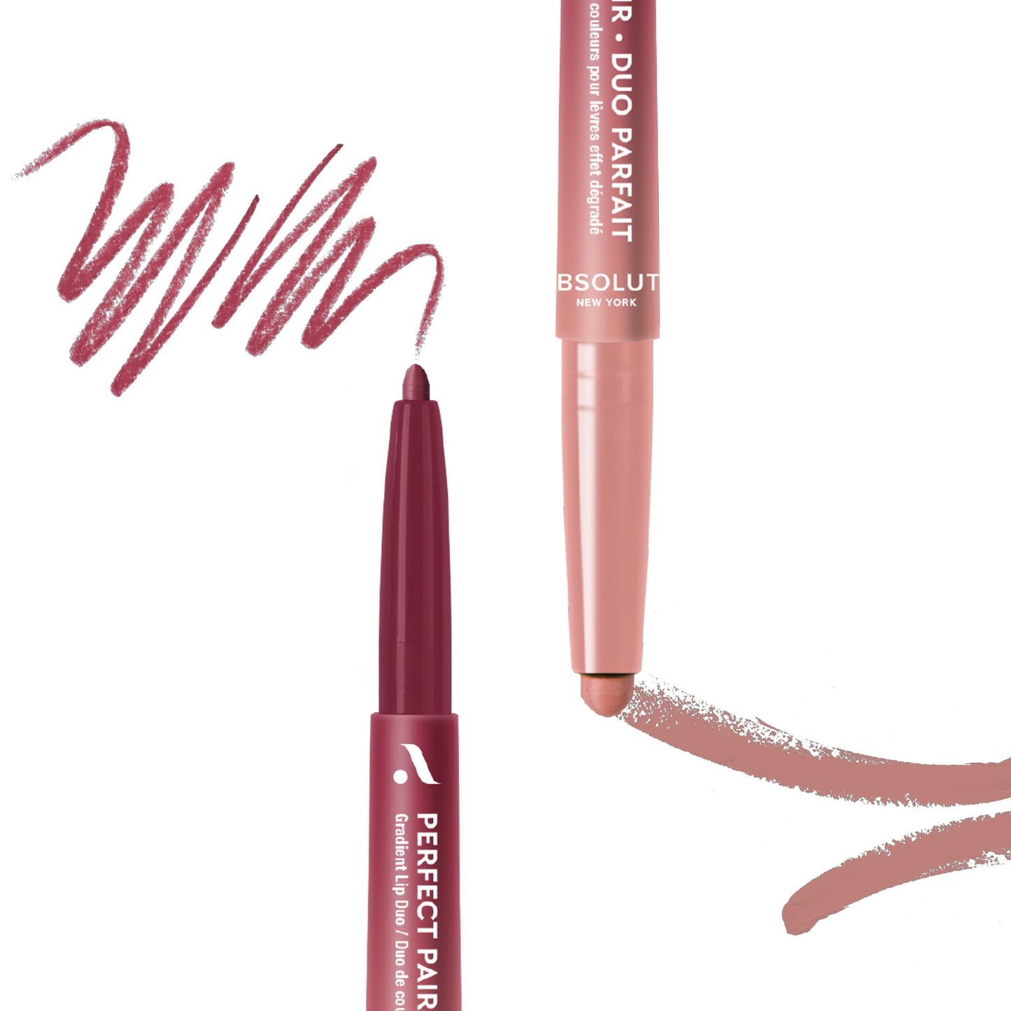 Absolute New York ALD08 Perfect Pair Lip Duo, Fuller and Poutier Lips, Deeper Shade For Lip Contouring, Satin Lipstick and Lip Liner