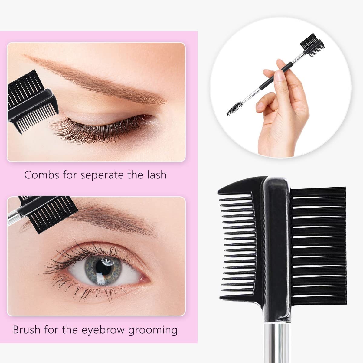 Eyelash Curlers Eyebrow Brush Kit for Women w Lash Curler, Eyelash Comb Seperator, Mascara Brushes, Eyelash Extension Tweezers, Angled Eyebrow Brush