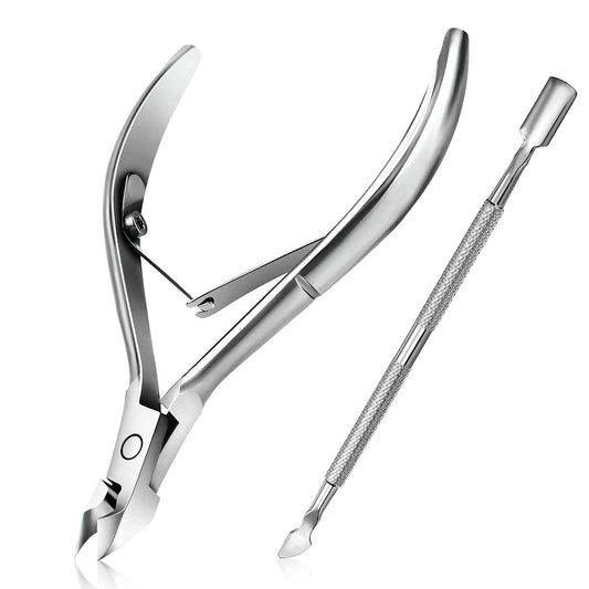 Cuticle Trimmer with Cuticle Pusher - Easkep Cuticle Remover Cuticle Nipper Professional Stainless Steel Cuticle Cutter Clipper Pedicure Manicure