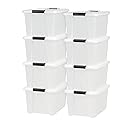 IRIS USA 33 Qt Stackable Plastic Storage Bins with Lids, 8 Pack - BPA-Free, Made in USA - Discreet Organizing Solution, Latches, Durable Nestable…