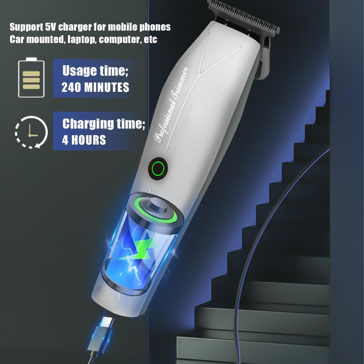 QDKVTNDJZ Men's Hair Clippers Professional Trimmer Cordless Rechargeable Powerful Beard Cutting Grooming Tool,3 Limit Combs Beauty and Personal Care QDKVTNDJZ