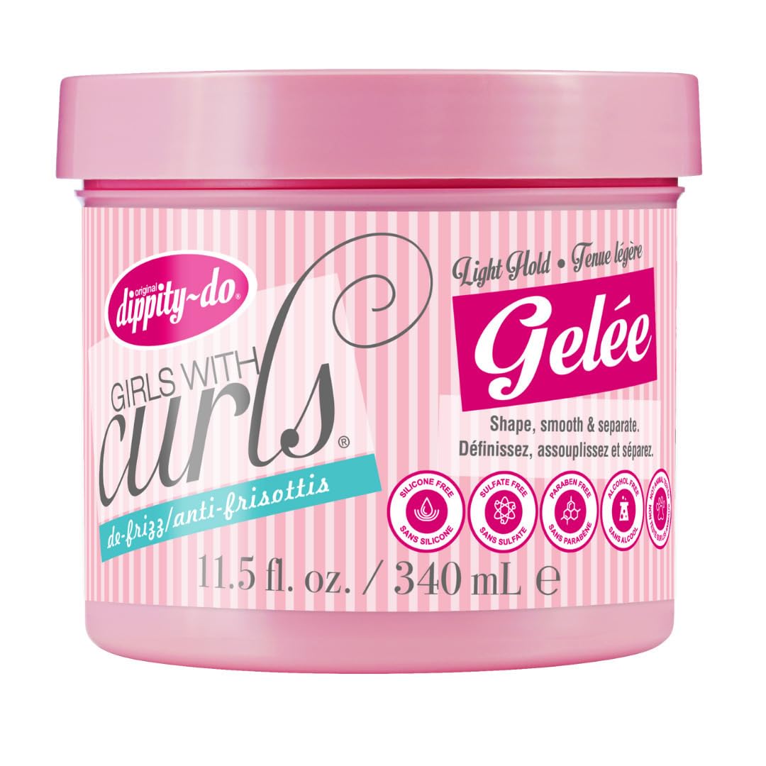 Dippity Do Girls with Curls Light Hold Gelee, Shape, Smooth & Separate Curls, Formulated with Aloe, Vitamin E & Wheat Protein, Frizz-Free, Never