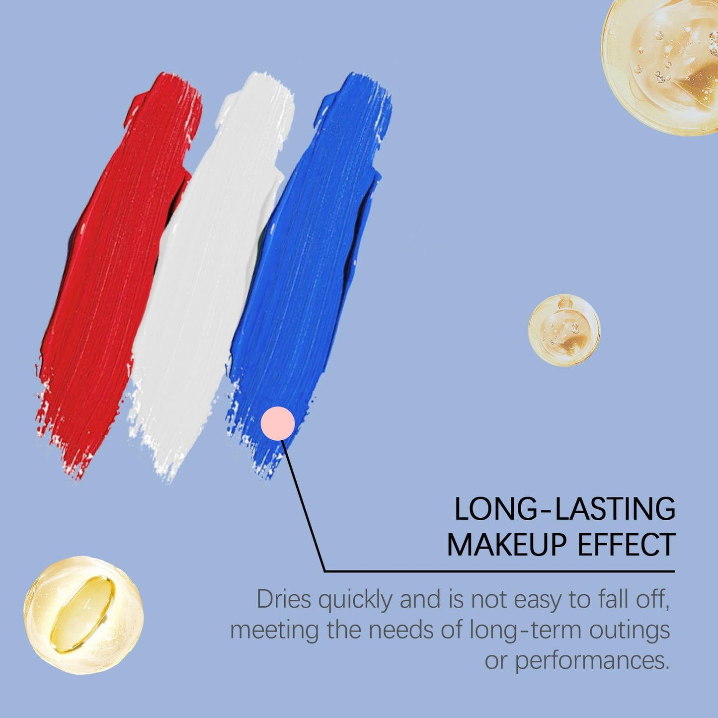 bobojuju Red White Blue Face Body Paint Set, 30g×3 Water-Based High Pigment Makeup, Safe for Sensitive Skin, Perfect for Halloween SFX Cosplay Clown