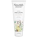 Nourish Organic Body Lotion, Almond Vanilla - Hydrating Body Lotion for Dry Skin with Aloe Vera & Shea Butter (8 Oz) + Washable Cotton Round
