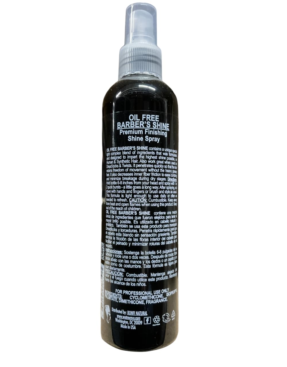 Bonfi Natural Oil Free Barber Shine Finishing Spray 8 Oz