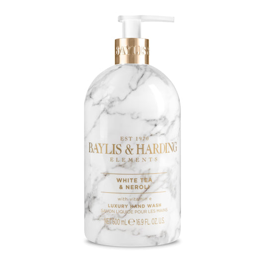 Baylis & Harding Liquid Hand Soap Wash with Dispenser, Elements, White Tea & Neroli, 16.9oz/500ml