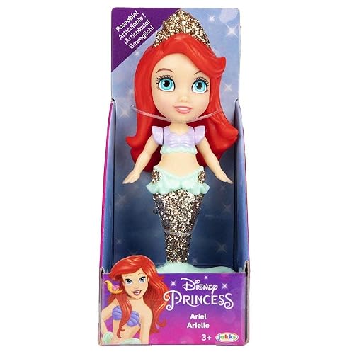 Amarina Packed in Clear Box for Gift Disney Princess Mini Poseable 3.5'' Doll Choose from All 11 Style Princess Characters (Ariel Mermaid)