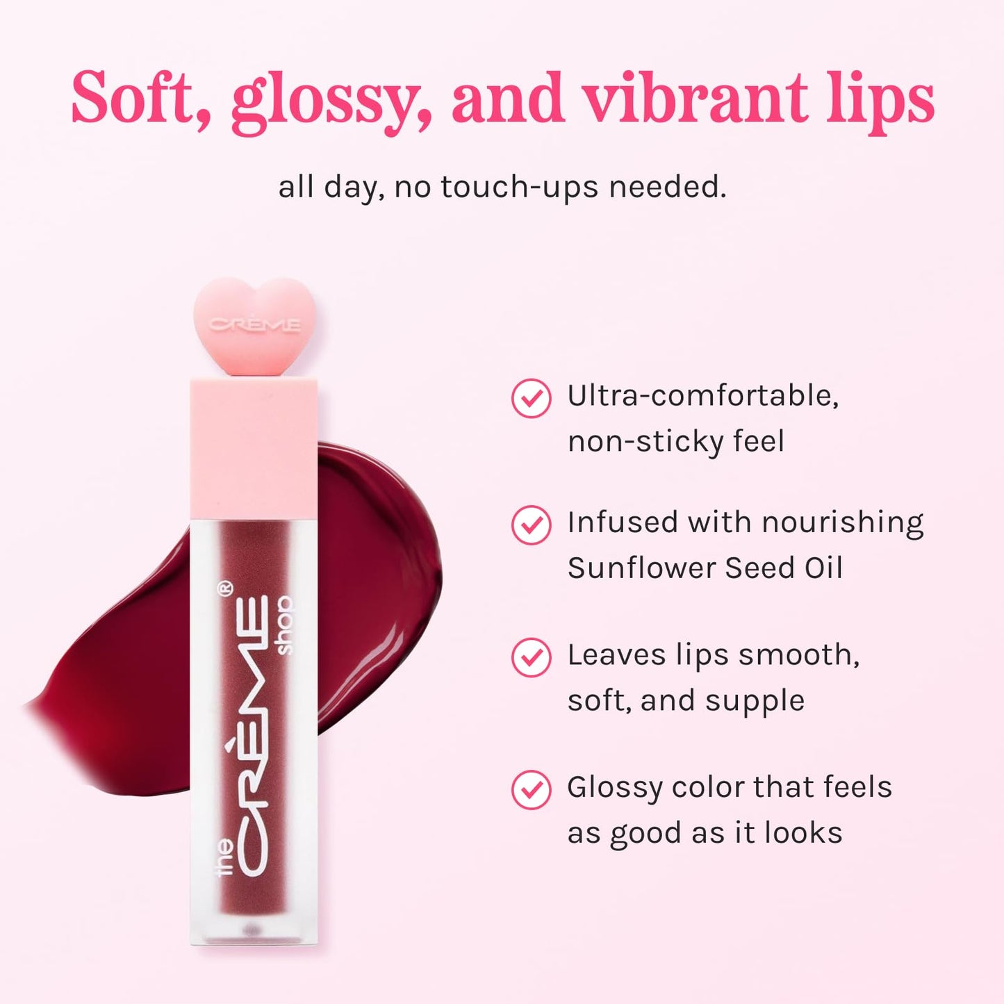 The Creme Shop's Ultra-Moisturizing, 12HR+ Long-Lasting Glossy Lip Stain - lOVE PUNCH