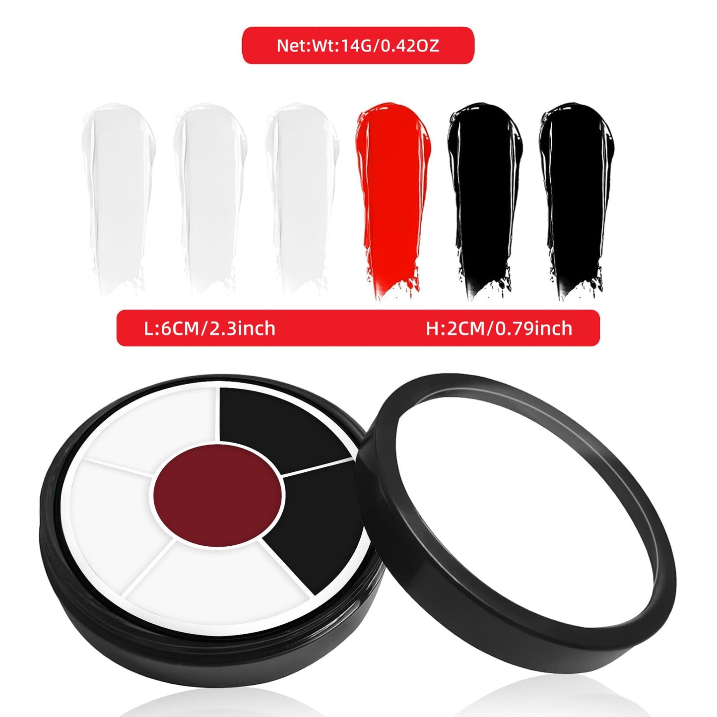 Clown Black White Red Face Body Paint, Clown Body Paint Washable, Joker Makeup Kit Professional, Perfect for Halloween, SFX Makeup, FX Cosplay