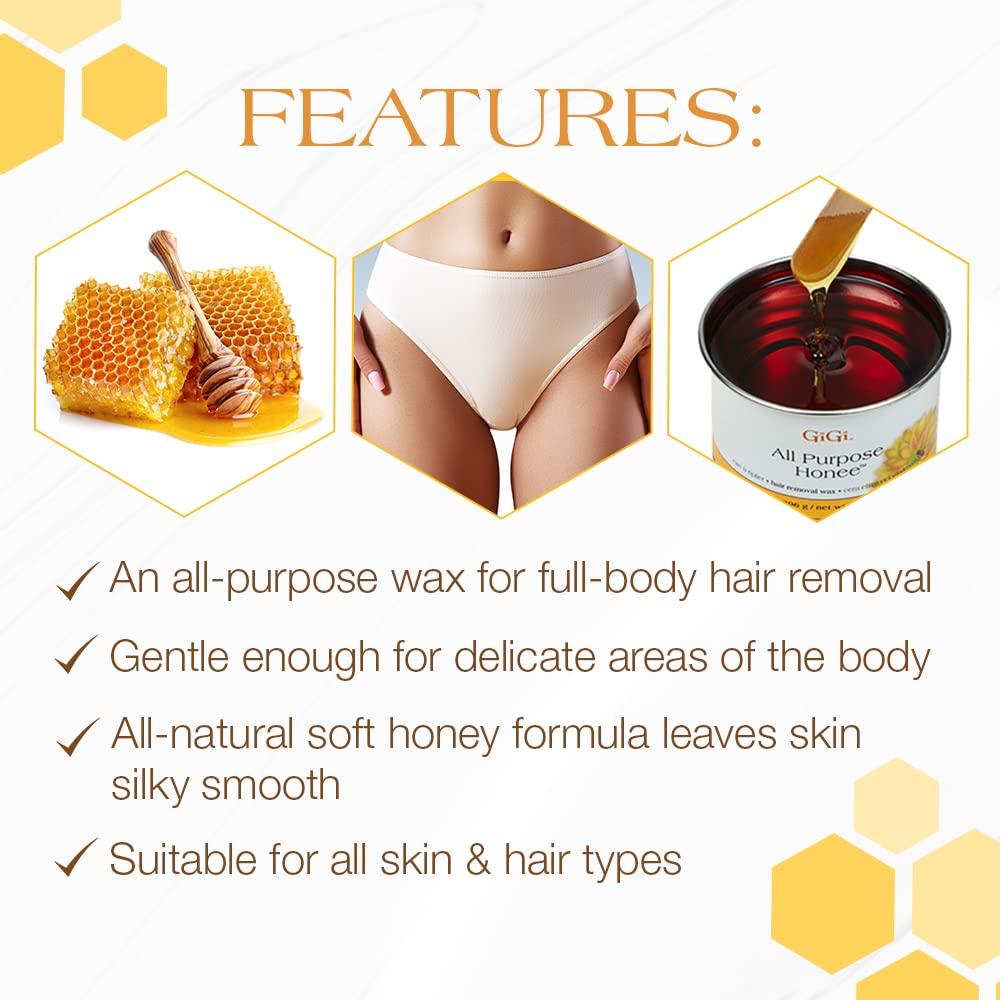GiGi All Purpose Honee Soft Wax for Hair Removal, Face & Body Waxing, 14 oz Beauty and Personal Care GIGI