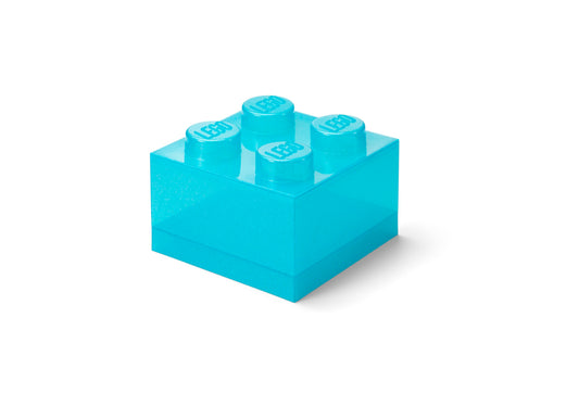 LEGO Storage Brick 4 Knobs Glitter Light Blue - Stackable Plastic Storage Box with Lid for Kids and Adults Desk Organizer and Toy Box