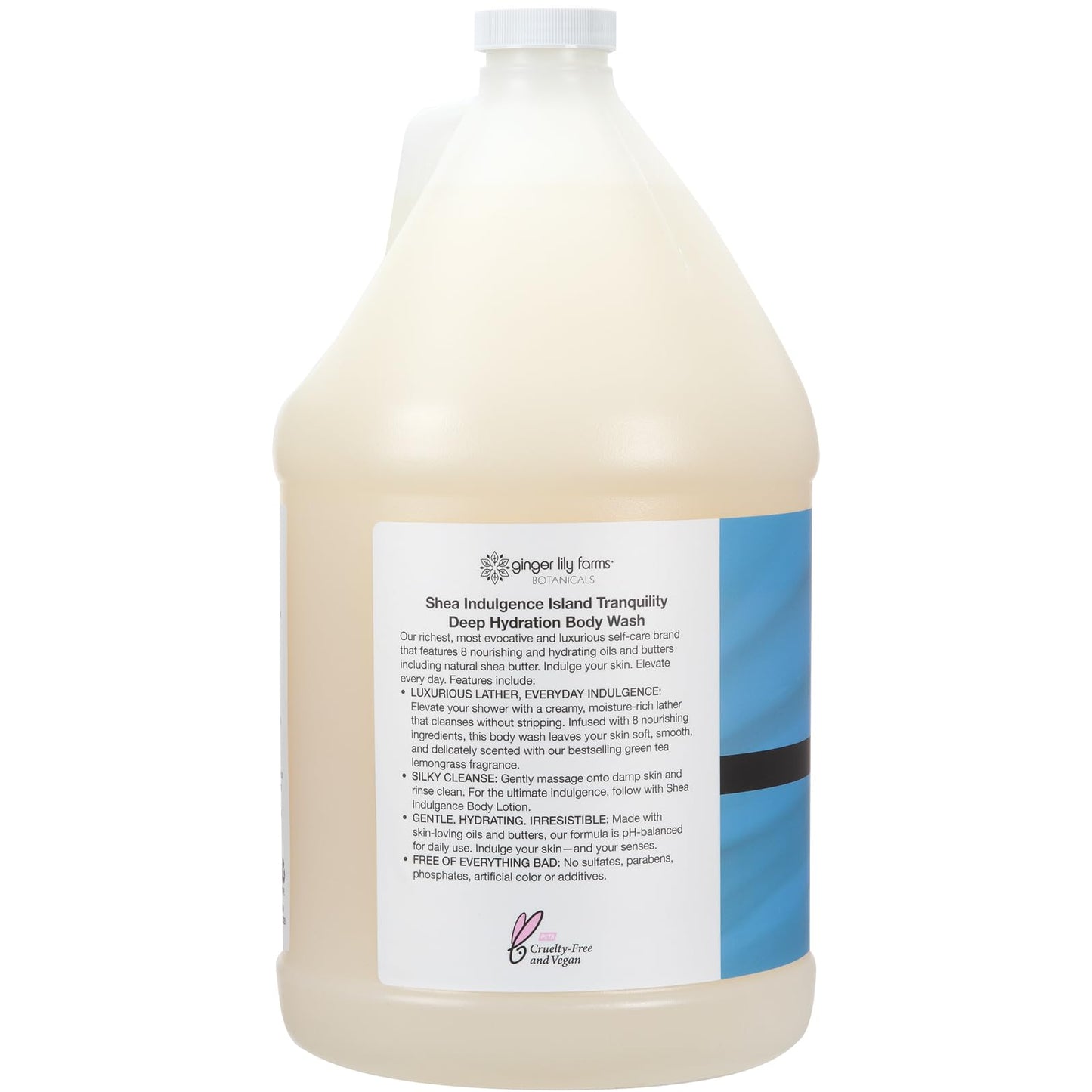 Ginger Lily Farms Botanicals Shea Indulgence Deep Hydration Body Wash, Island Tranquility, 100% Vegan & Cruelty-Free, Green Tea & Lemongrass Scent, 1