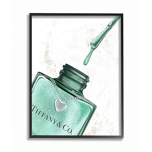 Stupell Industries Makeup Nail Polish Brush Cyan Drip Fashion Design Framed Wall Art, Multi-Color