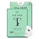 Rael Face Mask Skin Care, Tea Tree Face Masks - Bamboo Facial Sheet Mask, Korean Skincare, with Tea Tree Oil and Fruit Extracts, All Skin Types (Tea