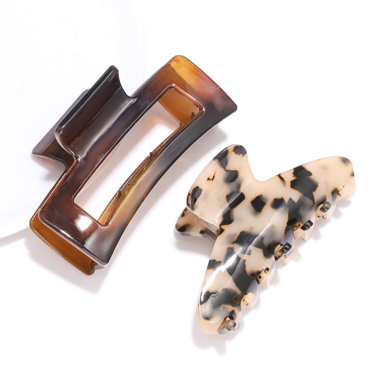 PHALIN Large Tortoise Shell Hair Clip Claws for Women Girls Jumbo Acetate Hair Catch Barrettes Strong Hold French Designed Hair Jaw Clamps for Thick