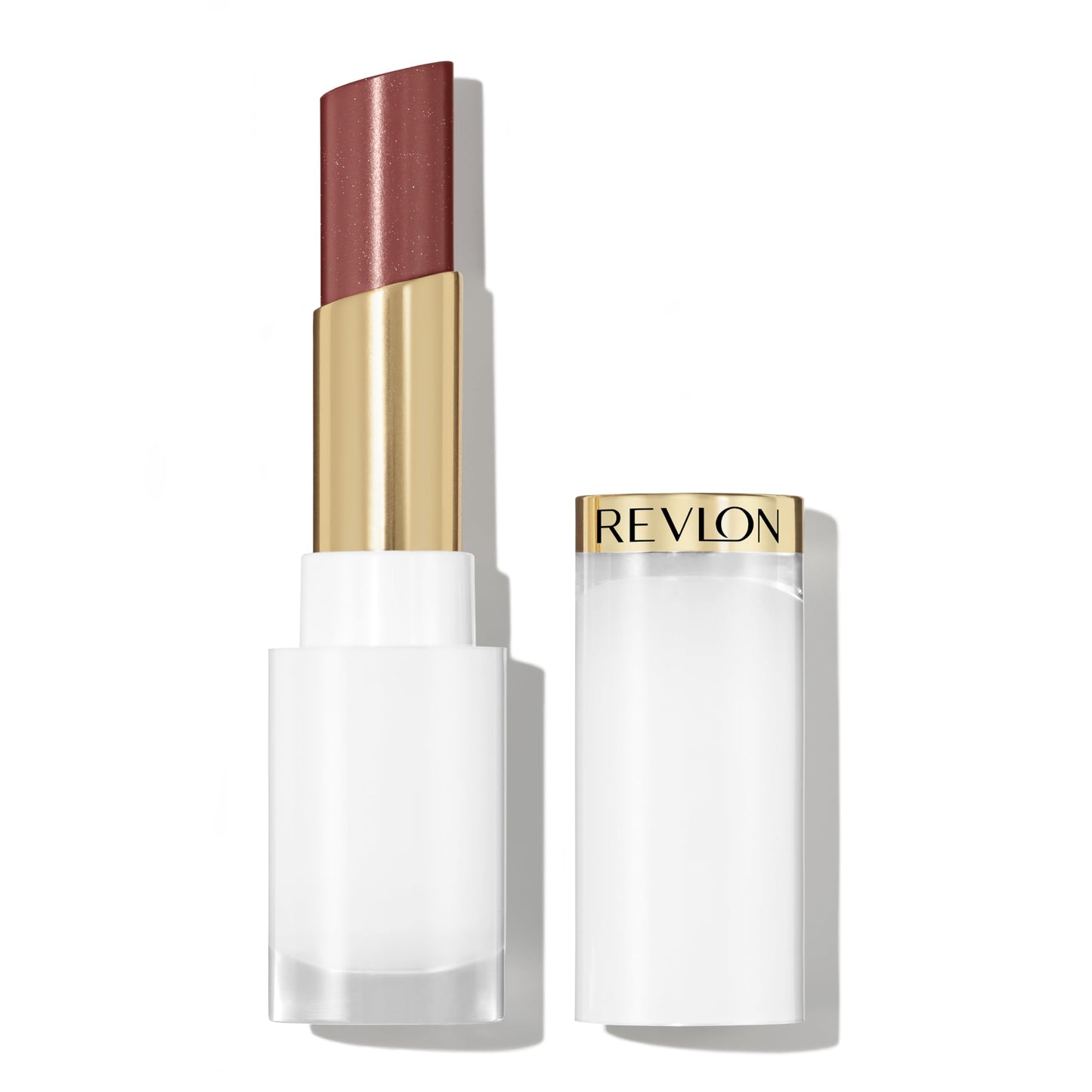 REVLON Super Lustrous Glass Shine Balm, Hydrating Tinted Lip Balm with Hyaluronic Acid, Aloe & Rose Quartz, Light-Medium Brown Lipstick, NEW Shade