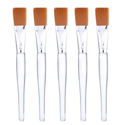 Facial Mask Brush Makeup Brushes Cosmetic Tools with Clear Plastic Handle, 5 Pack (Silver with Yellow Brush) Beauty & Personal Care Mudder