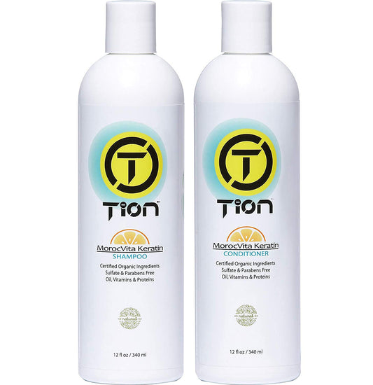 Tion Keratin Shampoo & Conditioner 340ml | Sulfate Free Organic, Hair Strengthen, Grow & Restore | TionHair