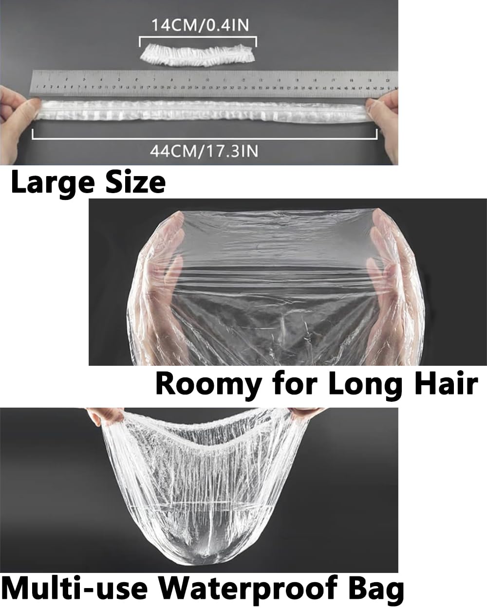 Aquior Shower Cap Disposable,100 PCS Bath Caps Large Thick Clear Waterproof Plastic Elastic Hair Bath Caps for Women Deep Conditioning Hair Care Hotel