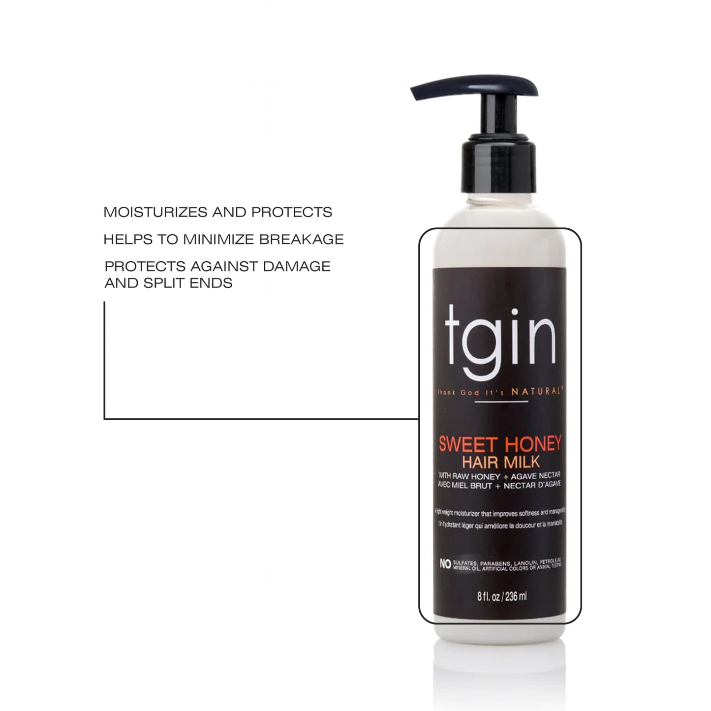 Tgin Sweet Honey Hair Milk - Lightweight Hair Moisturizer for Curly & Wavy Hairs - Curl Moisturizer Hydrates, Defines Curls & Minimizes Breakage - 8