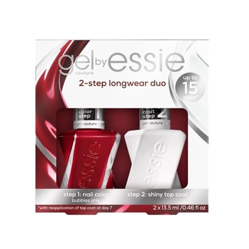 essie gel couture Gel-like Nail Polish Set with Top Coat, Vegan, Red Nail Polish, Bubbles Only Kit, 1 Kit Beauty & Personal Care essie