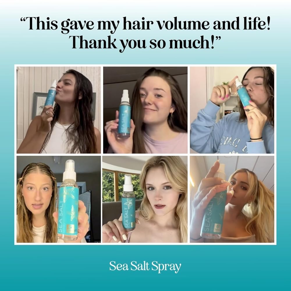 Volumizing Sea Salt Spray for Hair - Texturizing Beach Waves Spray & Hair Mist Curl Activator - Non Sticky Styling Beach Hair Spray for Men and Women